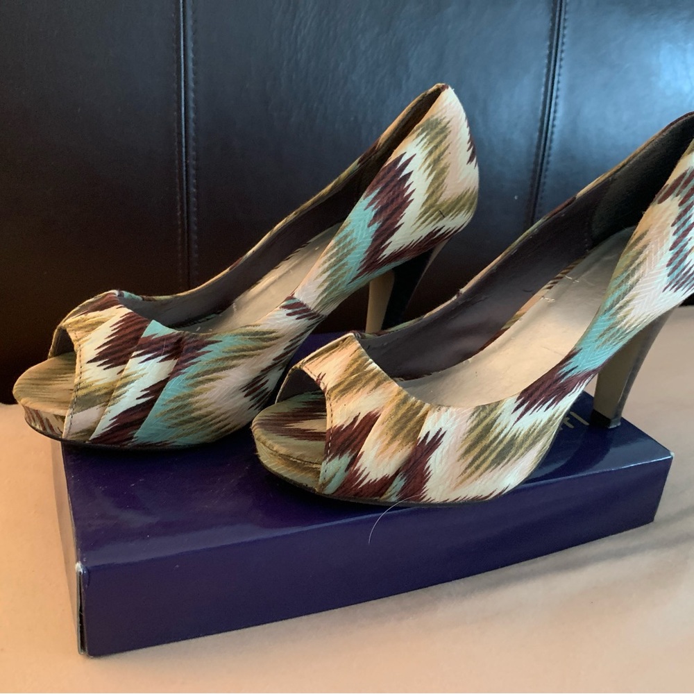 Steve Madden Multicolor Patterned Peep-Toe Heels - image 1